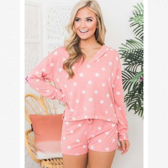 Pants - Endless Nights Coral Star Printed Lounge Sweats